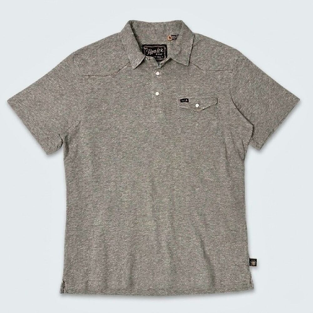 Howler Brothers H Bar B Snap Polo Shirt Gray Western Mens Medium